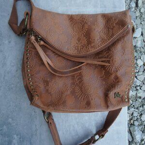 THE SAK Silverlake leather women's crossbody bag brown floral embossed